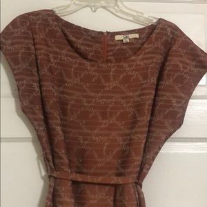 Reddish bronze tie back short dress